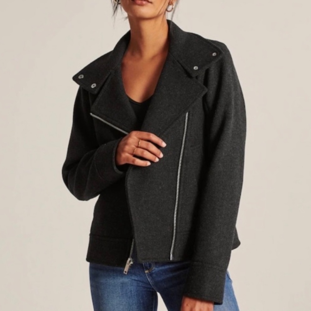 Abercrombie & Fitch Women’s Wool-Blend Moto Jacket Size Small